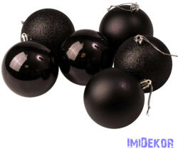  Karácsonyi gömb szett 6 db-os 8cm - Fekete