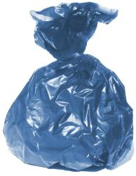 Erős, kék PE zsák, környezetbarát, újrahasznosított anyagból, 70 x 110 cm (135 l) 200 db/gyűjtő