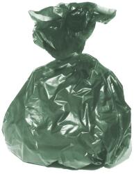 Erős, zöld PE zsák, környezetbarát, újrahasznosított anyagból, 70 x 110 cm (135 l) 20 db/csomag