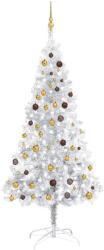 vidaXL Brad de Crăciun artificial LED-uri&globuri argintiu 210 cm PET (3077525) - comfy