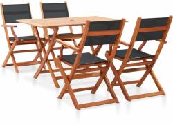 vidaXL Set mobilier de exterior, 5 piese, negru, lemn masiv eucalipt (278909) - comfy