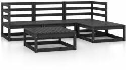vidaXL Set mobilier de grădină, 5 piese, negru, lemn masiv de pin (3075533)