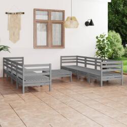 vidaXL Set mobilier de grădină, 9 piese, gri, lemn masiv de pin (3082519) - comfy