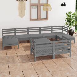vidaXL Set mobilier de grădină, 10 piese, gri, lemn masiv de pin (3083381) - comfy