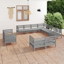 vidaXL Set mobilier de grădină, 11 piese, gri, lemn masiv de pin (3083216) - comfy