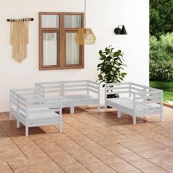 vidaXL Set mobilier de grădină, 6 piese, alb, lemn masiv de pin (3082583) - comfy