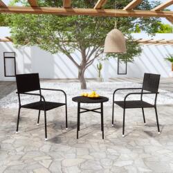 vidaXL Set mobilier de grădină, 3 piese, negru, poliratan (3098033) - comfy