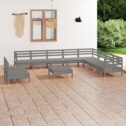 vidaXL Set mobilier de grădină, 11 piese, gri, lemn masiv de pin (3083141) - comfy