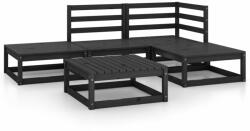 vidaXL Set mobilier de grădină, 5 piese, negru, lemn masiv de pin (3075483)