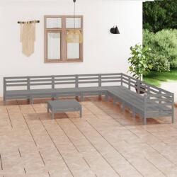vidaXL Set mobilier de grădină, 10 piese, gri, lemn masiv de pin (3083121) - comfy