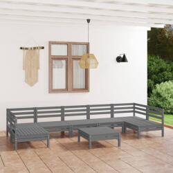 vidaXL Set mobilier de grădină, 8 piese, gri, lemn masiv de pin (3083411) - comfy