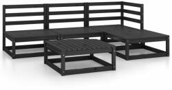 vidaXL Set mobilier de grădină, 5 piese, negru, lemn masiv de pin (3075493)