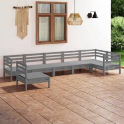 vidaXL Set mobilier de grădină, 7 piese, gri, lemn masiv de pin (3082739) - comfy