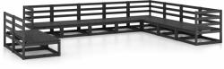 vidaXL Set mobilier de grădină, 10 piese, negru, lemn masiv de pin (3075868)