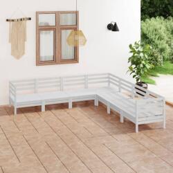 vidaXL Set mobilier de grădină, 7 piese, alb, lemn masiv de pin (3083095) - comfy