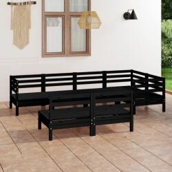 vidaXL Set mobilier de grădină, 7 piese, negru, lemn masiv de pin (3082751) - comfy