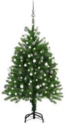 vidaXL Set brad de Crăciun artificial cu LED&globuri, verde, 120 cm (3077725) - comfy