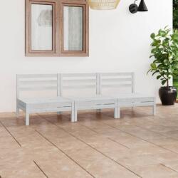 vidaXL Set mobilier de grădină, 3 piese, alb, lemn masiv de pin (3082443) - comfy