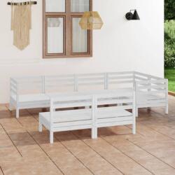 vidaXL Set mobilier de grădină, 7 piese, alb, lemn masiv de pin (3082748) - comfy