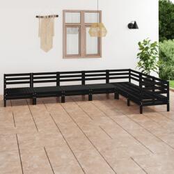 vidaXL Set mobilier de grădină, 7 piese, negru, lemn masiv de pin (3083018) - comfy