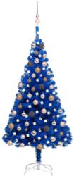vidaXL Brad de Crăciun artificial LED-uri/globuri albastru 120 cm PVC (3077593)