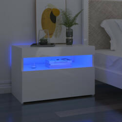 vidaXL magasfényű fehér éjjeliszekrény LED-lámpákkal 60 x 35 x 40 cm (3082786) - balena