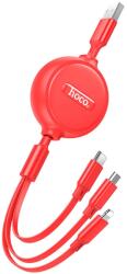 hoco. Cablu USB-A la Type-C, Lightning, Micro-USB, 2A, 1m - Hoco Double-Pull (X75) - Red (KF2315892)