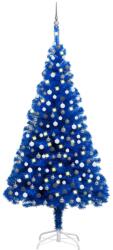 vidaXL kék PVC megvilágított műkarácsonyfa gömb szettel 240 cm (3077683) - vidaxl