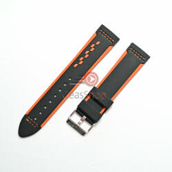  Curea silicon neagra Racing cu portocaliu 22mm - 10010118