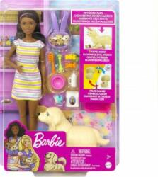 Mattel Barbie papusa bruneta caine si 3 catelusi nou-nascuti HCK76