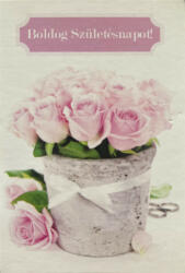 Cardex Boldog születésnapot! kinyitható rózsás kaspó ajándékkísérő kártya, 5x7, 5cm