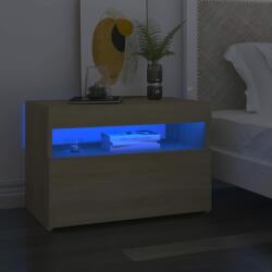 vidaXL Noptieră cu lumini LED, stejar Sonoma, 60x35x40 cm, PAL (3082780) - comfy