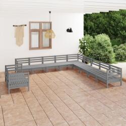 vidaXL Set mobilier de grădină, 11 piese, gri, lemn masiv de pin (3083206) - comfy