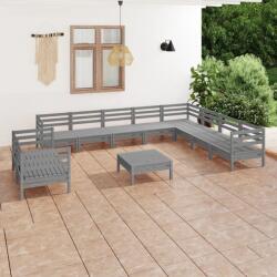vidaXL Set mobilier de grădină, 11 piese, gri, lemn masiv de pin (3083201) - comfy
