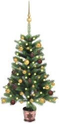 vidaXL Set pom de Crăciun artificial LED-uri&globuri, verde, 90 cm (3077552) - comfy