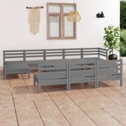 vidaXL Set mobilier de grădină, 11 piese, gri, lemn masiv de pin (3083371) - comfy