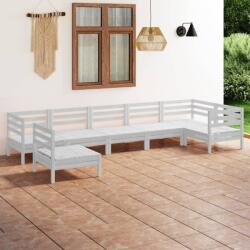 vidaXL Set mobilier de grădină, 7 piese, alb, lemn masiv de pin (3082738) - comfy
