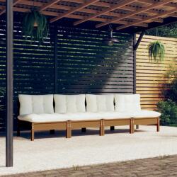 vidaXL Canapea de grădină cu 4 locuri, cu perne crem, lemn masiv pin (3096127) - comfy