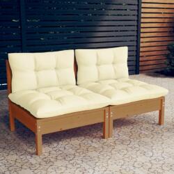vidaXL Canapea de grădină, 2 locuri, cu perne crem, lemn masiv pin (3095995) - comfy