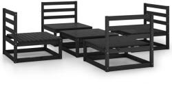 vidaXL Set mobilier de grădină, 5 piese, negru, lemn masiv de pin (3075268)