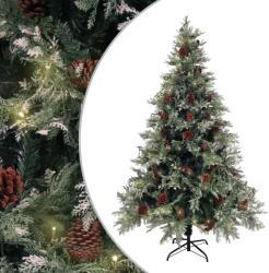 vidaXL Brad de Crăciun cu LED-uri&conuri de pin verde&alb 120cm PVC&PE (3094563) - comfy