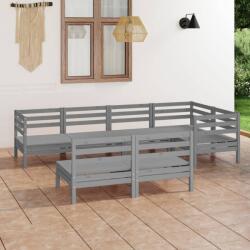 vidaXL Set mobilier de grădină, 7 piese, gri, lemn masiv de pin (3082749) - comfy