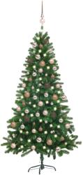 vidaXL Set pom de Crăciun artificial LED-uri&globuri, verde, 150 cm (3077640) - comfy