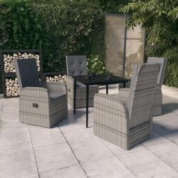 vidaXL Set mobilier pentru grădină cu perne, 5 piese, gri (3099486)