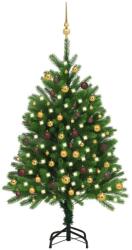vidaXL Set brad de Crăciun artificial cu LED&globuri, verde, 120 cm (3077553) - comfy