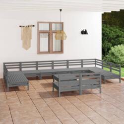 vidaXL Set mobilier de grădină, 13 piese, gri, lemn masiv de pin (3083461) - comfy