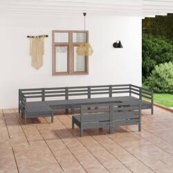vidaXL Set mobilier de grădină, 9 piese, gri, lemn masiv de pin (3083436) - comfy