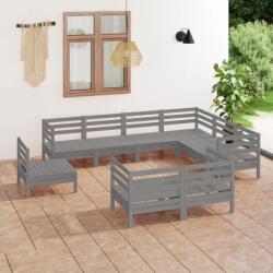 vidaXL Set mobilier de grădină, 9 piese, gri, lemn masiv de pin (3083076) - comfy
