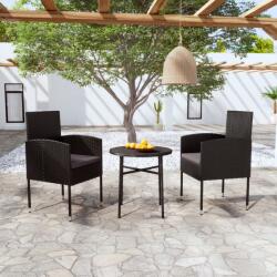 vidaXL Set mobilier de grădină, 3 piese, negru, poliratan (3098036)