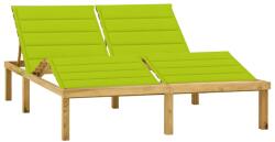vidaXL Șezlong dublu și perne verde aprins, lemn de pin tratat (3065905) - comfy